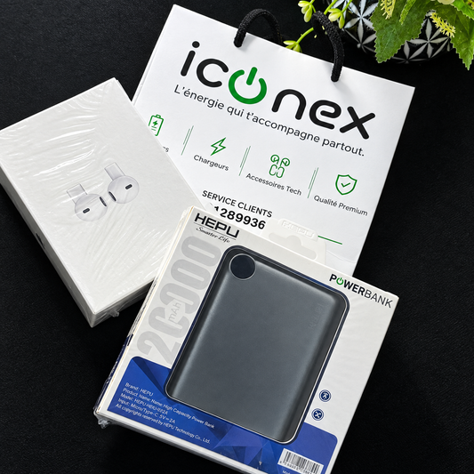 Powerbank HEPU Ultra Rapide 20 000 mAh + Écouteur Sans Fil Offert